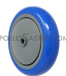 (image for) Wheel; 5" x 1-1/4"; PolyU on PolyO (Usu Red or Blue); Prec Ball Brngs; 3/8" Bore; 1-9/16" Hub Length; 350#; Thread guards (Item #87293)