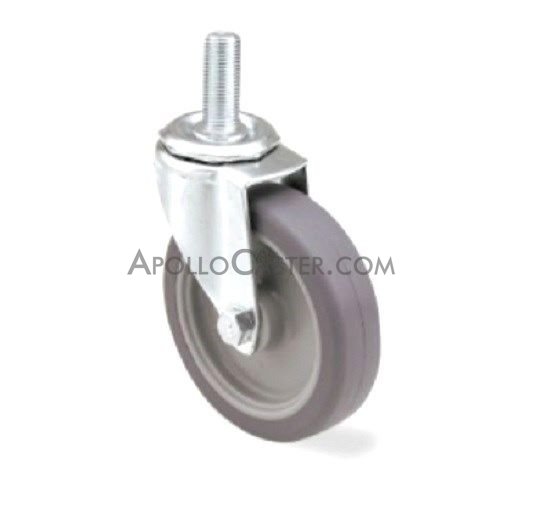 (image for) Caster; Swivel; 3" x 1-1/4"; PolyU on PolyO (Gray); Threaded Stem (3/8"-16TPI x 1-1/2"); Zinc; Twin Ball Bearings; 300#; Dust Cover (Mtl) (Item #64034)