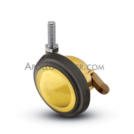 (image for) Caster; Ball; Swivel; 3"; Rubber; Hard; Threaded Stem; 5/16"-18TPI x 7/8"; Brass; Acetyl/ Resin Brng; 100#; Pedal Lock; Wheel (Item #69506) - Click Image to Close