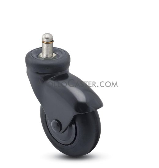 (image for) Caster; Swivel; 3"x15/16"; Rubber (Soft); Grip Ring (7/16"x7/8"); Black; Precision Ball Brng; 110#; Hood; Thread guards (Item #67448) - Click Image to Close