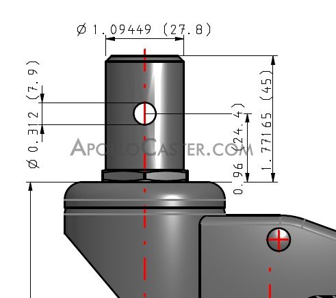 (image for) Caster; Swivel; 6" x 1-1/4"; PolyU on PolyO (Gray); Round Stem; 27.8mm x 45mm; Chrome; Prec Ball Brngs; 260#; Thread guards; Total Lock (Trailing) (Item #63397)