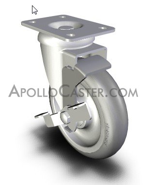 (image for) Caster; Swivel; 4" x 1-1/4"; TPR Donut; Plate (2-5/8"x3-3/4"; holes: 1-3/4"x2-3/4" slotted to 3"; 5/16" bolt); Zinc; Precision Ball Brng; 250#; Brake (Item #63691)