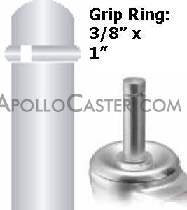(image for) Caster; Ball; Swivel; 3"; Rubber; Hard; Grip Ring; 3/8"x1"; Brass; Acetyl/ Resin Brng; 100#; Pedal Lock; Wheel (Item #69592)