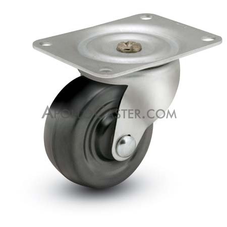 (image for) Caster; Swivel; 3x1-1/4; Rubber (Hard; Non-marking); Top Plate (3-1/8x4-1/8; holes: 2-3/8x3-3/8 slotted to 3-7/16; 5/16 bolt); Zinc; Plain bore; 150# (Item #67030)