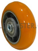 (image for) Caster; Rigid; 4" x 2"; 90A Donut Poly U on Alum; Plate (4"x4-1/2"; holes: 2-5/8"x3-5/8" slots to 3"x3"; 3/8" bolt); Zinc; Sealed Prec Ball Brng; 900# (Item #63349)
