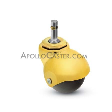 (image for) Caster; Spherical; Swivel; 2"; Polyolefin; Grip Ring; 7/16"x7/8"; Bright Brass; Plain bore; 80# (Item #69102) - Click Image to Close