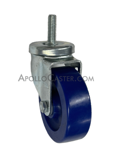 (image for) Caster; Swivel; 4" x 1-1/4"; Polyurethane (Solid); Threaded Stem (1/2"-13TPI x 1-1/2"); Zinc; Delrin Spanner; 300#; Dust Cover (Mtl) (Item #63897)