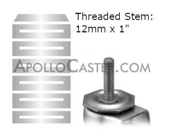 (image for) Caster; Twin Wheel; Swivel; 100mm (approx 4"); Thermoplastized Rubber (Gray); Threaded Stem; 12mm x1"; Gray; Prec Ball Brngs; 220# (Item #63188)