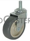 (image for) Caster; Swivel; 4" x 1-1/4"; Thermoplastized Rubber (Gray); Threaded Stem (1/2"-13TPI x 1-1/2"); Stainless; Delrin Spanner; 250# (Item #65398)