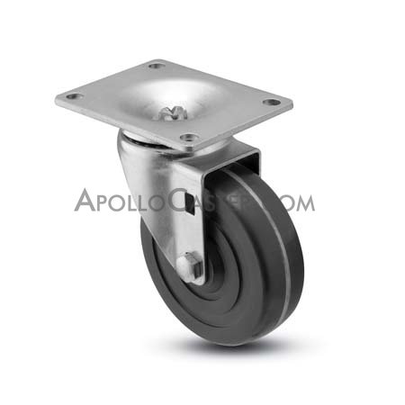 (image for) Caster; Swivel; 3-1/2" x 1-1/4"; Polyolefin; Top Plate (2-3/8"x3-5/8"; holes: 1-3/4"x2-7/8" slotted to 3"; 5/16" bolt); Zinc; Plain bore; 300# (Item #65832)