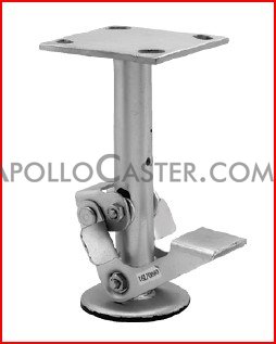 (image for) Floor Lock; For 8" Casters; Extended: 10-1/2"; Plate (5-1/4"x7-1/4"; holes: 3-3/8"x5-1/4" slots to 4-1/8"x6-1/8"; 1/2" bolt); Zinc (Item #87492)