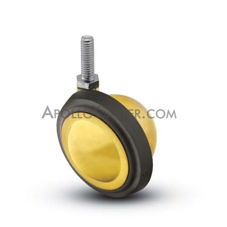 (image for) Caster; Ball; Swivel; 3"; Rubber; Hard; Threaded Stem; 5/16"-18TPI x 2"; Brass; Acetyl/ Resin Brng; 100# (Item #69563) - Click Image to Close