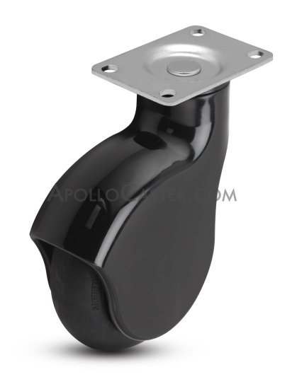(image for) Caster; Swivel; 4 x 1-1/4; Neoprene Rubber (Black); Plate (2-5/8"x3-3/4"; holes:1-3/4"x2-3/4" slotted to 3"); Black Finish; Prec Ball Brng; 225#; Thread guards (Item #65387)