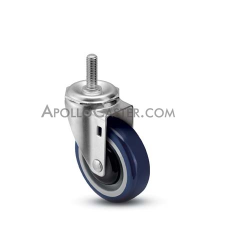 (image for) Caster; Swivel; 4" x 1-1/4"; PolyU on PolyO (Blue); Threaded Stem (1/2"-13TPI x 1"); Zinc; Precision Ball Brng; 300#; Bearing Cover; Dust Cover (Mtl) (Item #68123)