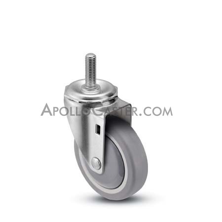 (image for) Caster; Swivel; 3" x 1-1/4"; Thermoplastized Rubber (Gray); Stem (7/16"-14TPI x 2-1/4"); Zinc; Prec Ball Brng; 210#; Dust Cover (Mtl); Thread Guards (Item #64387)