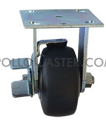 (image for) Caster; Rigid; 6" x 2"; Thermoplastized Rubber (Gray); Plate; 4"x4-1/2"; holes: 2-5/8"x3-5/8" (slotted to 3"x3"); 3/8" bolt; Zinc; Roller Brng; 550#; Brake (Item #64438) - Click Image to Close