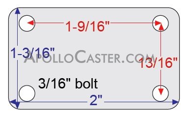 (image for) Caster; Ball; Swivel; 3"; Rubber; Top Plate; 1-3/16"x2"; holes: 13/16"x1-9/16"; 3/16" bolt; Chrome; Satin; Acetyl/ Resin Brng; 100# (Item #69634)