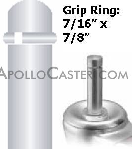 (image for) Caster; Swivel; 2" x 13/16"; Gray Rubber (Non-marking); Grip Ring (7/16" x 7/8"); Zinc; Plain bore; 75# (Item #63887)