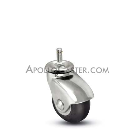 (image for) Caster; Swivel; 2" x 1"; Rubber (Soft; non-marking); Grip Ring (7/16" x 7/8"); Chrome; Precision Ball Brng; 125#; Thread guards (Item #63941)