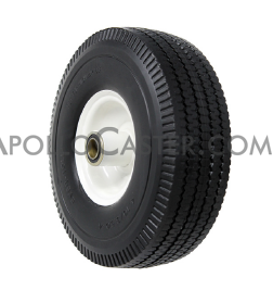 (image for) Wheel; 13" x 5"; Foam-Filled Flat Free Tire (Black); Ball Brng; 5/8" Bore; 5" Hub Length; 400#; White Centered Welded Hub; Turf Tread (Item #87471)