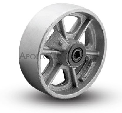 (image for) Wheel; 5" x 1-1/4"; Cast Iron; Steel Spanner; 3/8" Bore; 1-9/16" Hub Length; 300#; Spoked (Item #87706)