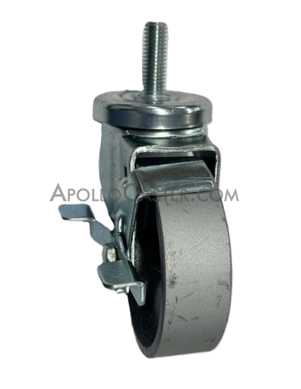 (image for) Caster; Swivel; 5" x 1-1/4"; Cast Iron; Threaded Stem (3/4"-10TPI x 1-3/4"); Zinc; Steel Spanner; 350#; Dust Cover (Mtl); Wheel brake (Item #63872)