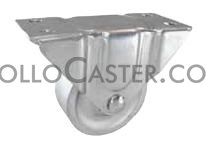 (image for) Caster; Rigid; 3" x 1-1/4"; Cast Iron; Plate (2-1/4" x 5-1/8": holes: 1-3/16" x 4"; 1/4" bolt); Zinc; Plain bore; 300# (Item #63434)