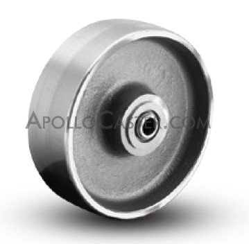 (image for) Caster; Swivel; 5" x 2"; Cast Iron; Plate (4"x4-1/2"; holes: 2-5/8"x3-5/8" slots to 3"x3"; 3/8" bolt); Zinc; Prec Ball Brngs; 900#; Tread brake (Item #69367)