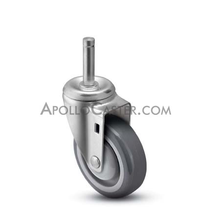 (image for) Caster; Swivel; 4" x 1-1/4"; PolyU on PolyO (Gray); Grip Ring (7/16" x 1-1/4"); Zinc; Precision Ball Brng; 300#; Dustcap; Bearing Covers (Item #65947)
