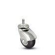 (image for) Caster; Swivel; 2" x 15/16"; Rubber; Soft; Grip Ring; 7/16"x7/8"; Bright Chrome; Precision Ball Brng; 75#; Hood; Thread guards (Item #67577)
