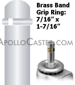 (image for) Caster; Swivel; 5x15/16; Rubber; Hard; Grip Ring; 7/16x1-7/16 (w/ brass band); Zinc; Plain bore; 150# (Item #67465)