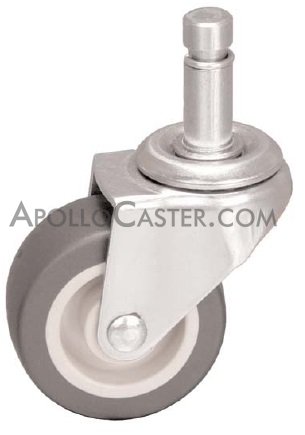 (image for) Caster; Swivel; 3" x 1-1/4"; Thermoplastized Rubber (Gray); Grip Ring (7/16" x 1-3/8"); all Stainless Steel; Delrin Spanner; 210# (Item #66165) - Click Image to Close