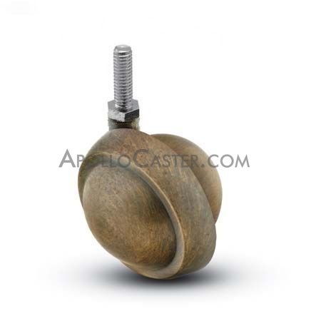 (image for) Caster; Ball; Swivel; 2-1/2"; Metal/ Zinc; Threaded Stem; 5/16"-18TPI x 1-1/4"; Antique; Acetyl/ Resin Brng; 100# (Item #68321) - Click Image to Close
