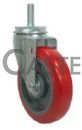 (image for) Caster; Swivel; 4" x 1-1/4"; PolyU on PolyO (Red); Threaded Stem; 5/8-11TPI x 1-3/4; Zinc; Delrin Brng; 300# (Item #67761) - Click Image to Close