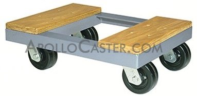 (image for) Dollies; 24" L x 18" W x 7-1/2" H; Metal (1-/4" Angle Steel Frame); Hardwood Contact Boards; 5" x 2" Phenolic Swivel Casters; Roller Brngs 3000# (Item #87658)