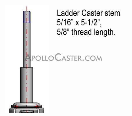 (image for) Caster; Swivel; 2 x 13/16; Rubber (Soft); Ladder Caster (5/16x5-1/2); Zinc; Nylon Brng; 100# (Item #66667)