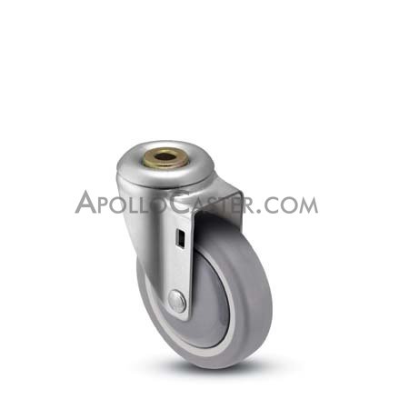 (image for) Caster; Swivel; 5" x 1-1/4"; PolyU on PolyO (Gray); Hollow Kingpin (1/2" bolt hole); Zinc; Precision Ball Brng; 315#; Dust Cover (Mtl); Thread guards (Item #64760)