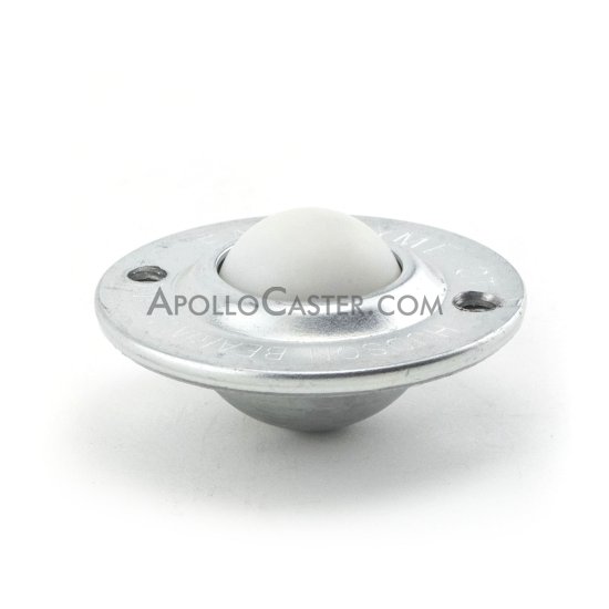 (image for) Ball Transfer; 1"; Nylon Ball; Flange; Round (2-1/4" diameter: two holes: 1-3/4" apart); Carbon Steel housing; 75#; Load height: 5/8"; Recessed depth 5/8" (Item #88854)