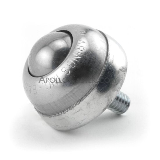 (image for) Ball Transfer; 1" Stainless Steel ball; Threaded Stud; 3/8"-16TPI x 11/16"; Zinc-plated cup and stud; 75#; 1-3/8" load height (Item #89341) - Click Image to Close