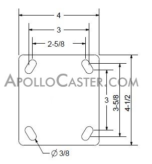 (image for) Caster; Swivel; 8" x 2"; Foam-Fill Flat Free (BK); Plate (4"x4-1/2"; holes: 2-5/8"x3-5/8" slots to 3"x3"; 3/8" bolt); Zinc; Prec Ball Brng; 150#;Pos.Lock 4 Way (Item #63953)