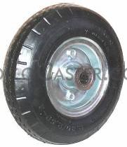 (image for) Wheel; Pneumatic; 10 x 3-1/2; Rubber; Hard; Black; Ball Bearing; 410/350-4; Center Hub; 5/8 bore; 350# (Item #89967)