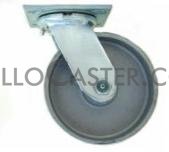 (image for) Caster; Swivel; 4" x 1-1/2"; Cast Iron; Plate; 4"x4-1/2"; holes: 2-5/8"x3-5/8" (slotted to 3"x3"); 3/8" bolt; Zinc; Roller Brng (Item #69913)