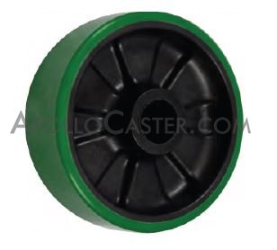 (image for) Caster; Swivel; 6" x 2"; PolyU on Nylon (Green); Top Plate (4"x4-1/2"; holes: 2-5/8"x3-5/8" slotted to 3"x3"; 3/8" bolt); Zinc; Roller Brng; 1200# (Item #65527)