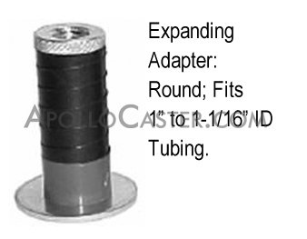 (image for) Caster; Swivel; 4" x 1-1/4"; PolyU on PolyO (Gray); Expandable Adapter (1" - 1-1/16" ID tubing); Precision Ball Brng; 300#; Dust Cover; Thread Guards; Brake (Item #64357)