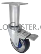 (image for) Leveling Caster; Swivel; 5" x 1-1/4"; TPR Rubber; Plate (2-3/8"x3-5/8"; holes: 1-3/4"x2-7/8" slots to 3"); Prec BB; 300#; Load height: 9.8" - 11.44"; Total Lock (Item #65791)