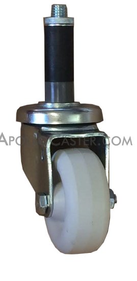 (image for) Caster; Swivel; 3 x 1-1/4; White Crowned Polyolefin; Expandable Adapter (1-1/8"-1-3/16" ID tubing); Zinc; Plain bore; 300#; Dustcap (Mtl) (Item #69288)