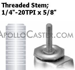 (image for) Caster; Twin; Swivel; 2" (50mm); Nylon; Threaded Stem; 1/4-20TPI x 5/8; Black; Zinc Body Brng; 75# (Series discontinued. Limited stock) (Item #69427)