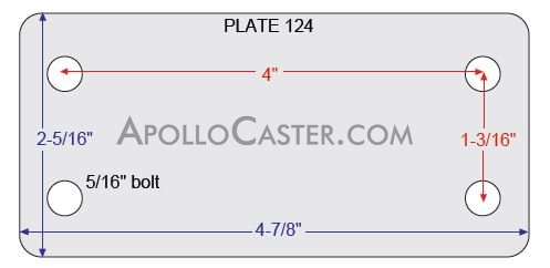 (image for) Caster; Rigid; 3" x 1-1/4"; Sintered Iron; Plate (2-1/4" x 5-1/8": holes: 1-3/16" x 4"; 5/16" bolt); Zinc; Plain bore; 225# (Item #63444)