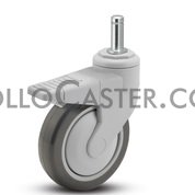 (image for) Caster; Swivel; 4"x1-1/4"; PolyU on PolyO (Gray); Grip Ring (7/16"x1-7/16"); Nylon; Precision Ball Brng; 220#; Total Lock; Thread guards (Item #66871)