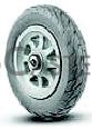 (image for) Wheel; 6" x 1-1/4"; Flat Free (Gray); Ball Brng; 150#; 3/8" Bore; 1-9/16" Hub Length. Performs like a pneumatic but requires no air and never goes flat. (Item #89755)